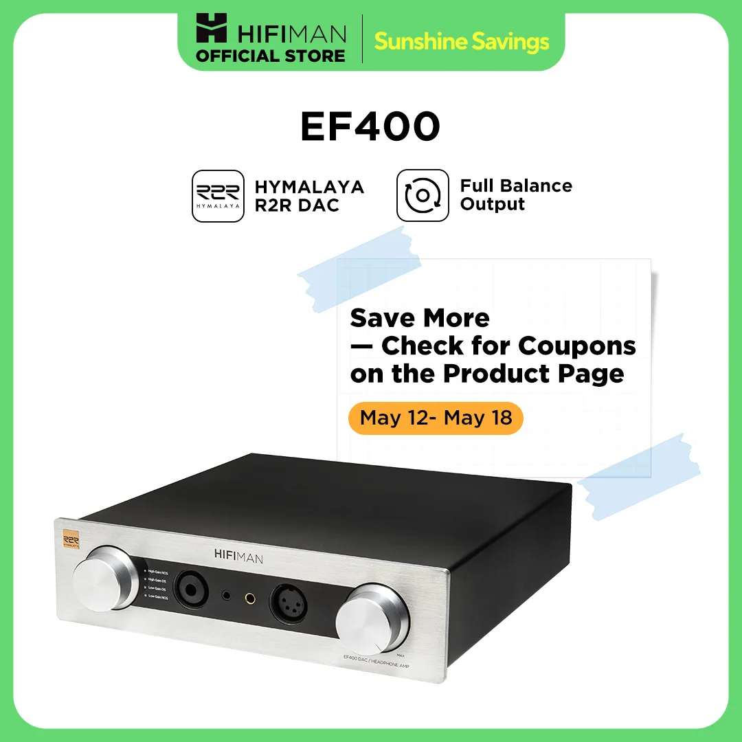 HIFIMAN EF400 Desktop Balanced Headphone DAC& Amplifier with Himalaya R2R DAC, 3.5/4.4/6.35mm Output for Home Audio
HIFIMAN EF400 Desktop Balanced Headphone DAC& Amplifier with Himalaya R2R DAC, 3.5/4.4/6.35mm Output for Home Audio