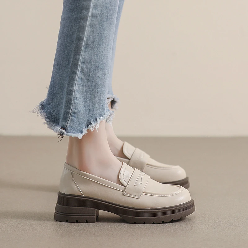 Women Chunky Loafers 2026 New Slip On Platform Penny Loafers Soft Leather Casual Shoes In Beige For Office And Daily Wear New
Women Chunky Loafers 2026 New Slip On Platform Penny Loafers Soft Leather Casual Shoes In Beige For Office And Daily Wear New