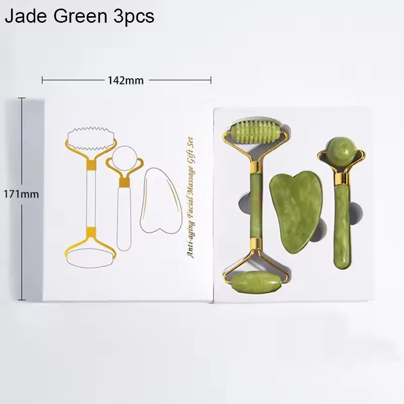 3pcs Natural Jade Roller Face Gua Sha Set Natural Stone Body Neck Massager Acupoint Eye Care Spa Massage Tools Visage Lifting
3pcs Natural Jade Roller Face Gua Sha Set Natural Stone Body Neck Massager Acupoint Eye Care Spa Massage Tools Visage Lifting