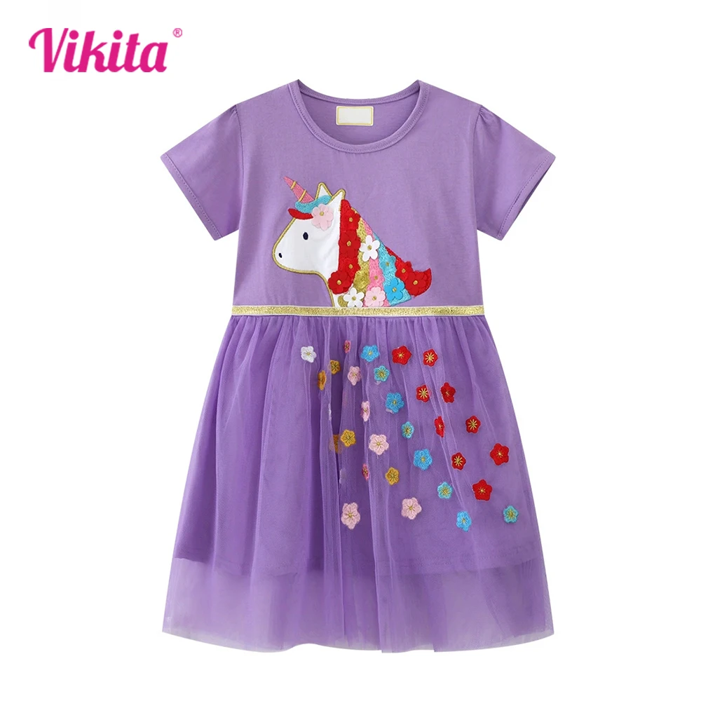 VIKITA Girls Purple Short Sleeve Patchwork Dress with Unicorn Flower Embroidery Straight Tulle Mesh Princess Party Summer Dress
VIKITA Girls Purple Short Sleeve Patchwork Dress with Unicorn Flower Embroidery Straight Tulle Mesh Princess Party Summer Dress