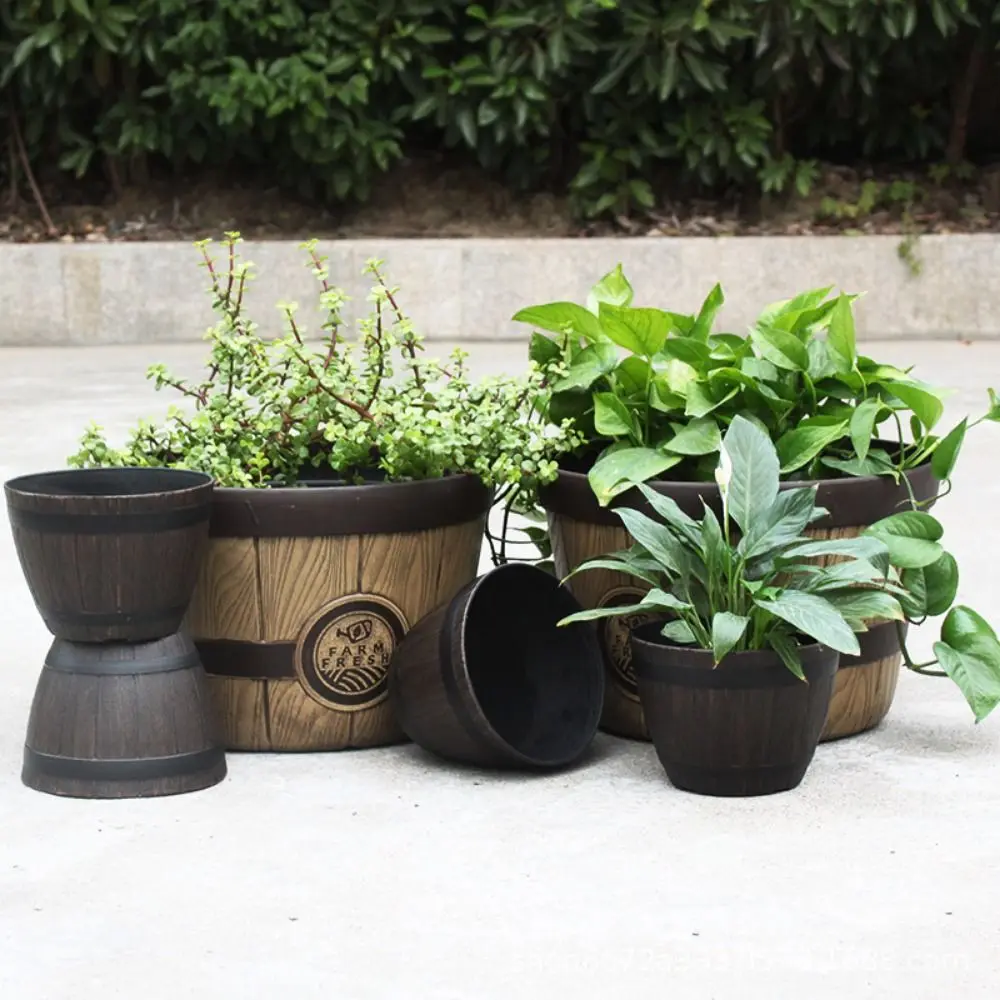 Breathable Simulation Wood Barrels No Deformation Handicraft Round Flower Pot Decorative Flower Bucket Ornament Home Decor
Breathable Simulation Wood Barrels No Deformation Handicraft Round Flower Pot Decorative Flower Bucket Ornament Home Decor