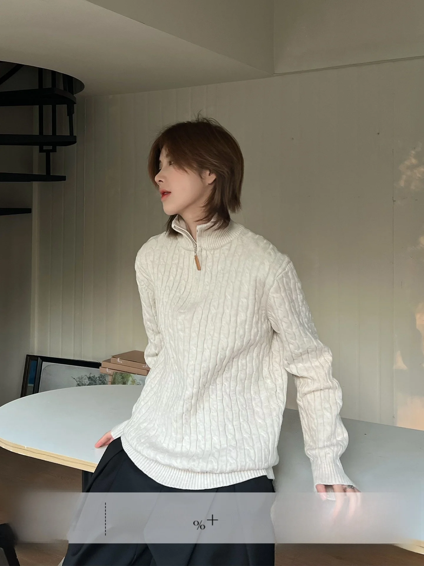 Ja1 No Night Shift Semi-Zip 3D Knotted Sweater Unisex Color Simple Stand Collar Apricot Knitted Shirt Neutral Style Reg...
Ja1 No Night Shift Semi-Zip 3D Knotted Sweater Unisex Color Simple Stand Collar Apricot Knitted Shirt Neutral Style Reg...