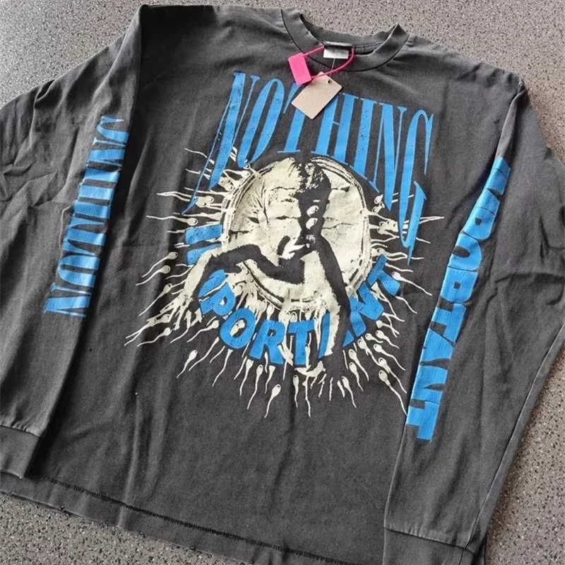 25SS Saint Michael Round Neck Pullover Men Women 1:1 Washed Black Letter Printing Oversized Long Sleeved T-Shirts
25SS Saint Michael Round Neck Pullover Men Women 1:1 Washed Black Letter Printing Oversized Long Sleeved T-Shirts