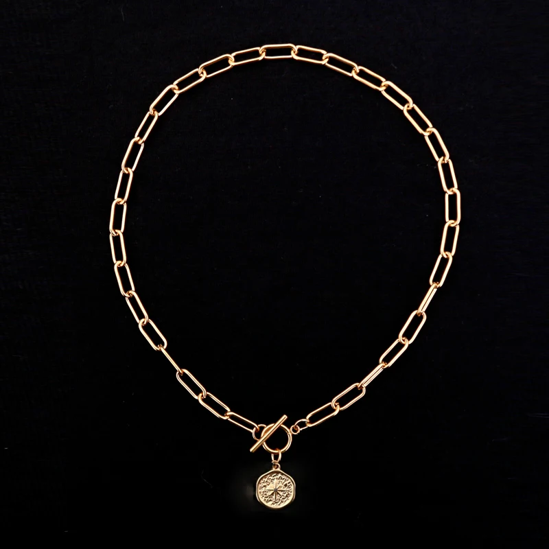 Gold Color Stainless Steel Sun Star Chain Necklace For Women Men Metal Coin Saint Benedict Handmade Heavy Duty Choker Collar
Gold Color Stainless Steel Sun Star Chain Necklace For Women Men Metal Coin Saint Benedict Handmade Heavy Duty Choker Collar