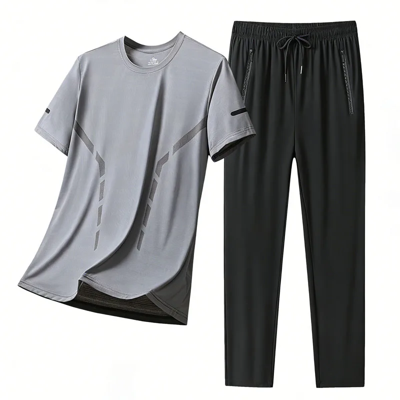 Man T Shirt and Pants Set Summer 2 Piece Set Fashion Casual Outfit Ice Silk Breathable Mens Tracksuit Set Sports Jogging Suit
Man T Shirt and Pants Set Summer 2 Piece Set Fashion Casual Outfit Ice Silk Breathable Mens Tracksuit Set Sports Jogging Suit