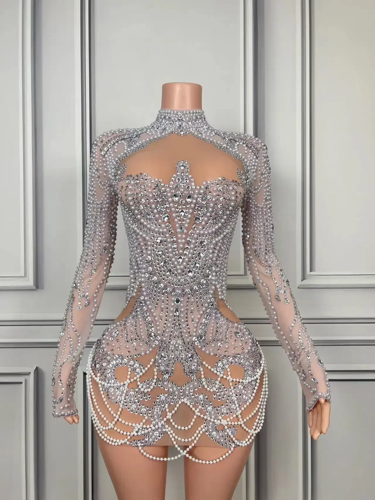 Sexy Singer Performance Costume Stage Wear Sheath Mini Dress Flashing Luxury Rhinestones Pearl Birthday Evening Party Nightclub
Sexy Singer Performance Costume Stage Wear Sheath Mini Dress Flashing Luxury Rhinestones Pearl Birthday Evening Party Nightclub