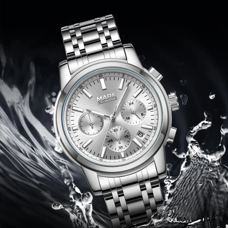MARK FAIRWHALE Luxury High-Clarity Crystal Men's Quartz Watch Multifunctional Chronograph Butterfly Clasp Fashion Watch
MARK FAIRWHALE Luxury High-Clarity Crystal Men's Quartz Watch Multifunctional Chronograph Butterfly Clasp Fashion Watch