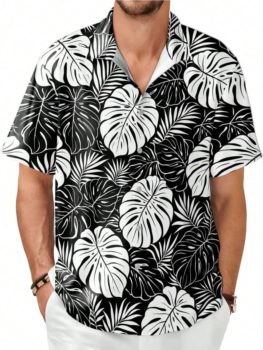 Monstera And Palm Leaf Print Mens Hawaiian Short Sleeve Button Down Shirt Summer Beach Casual Shirt
Monstera And Palm Leaf Print Mens Hawaiian Short Sleeve Button Down Shirt Summer Beach Casual Shirt