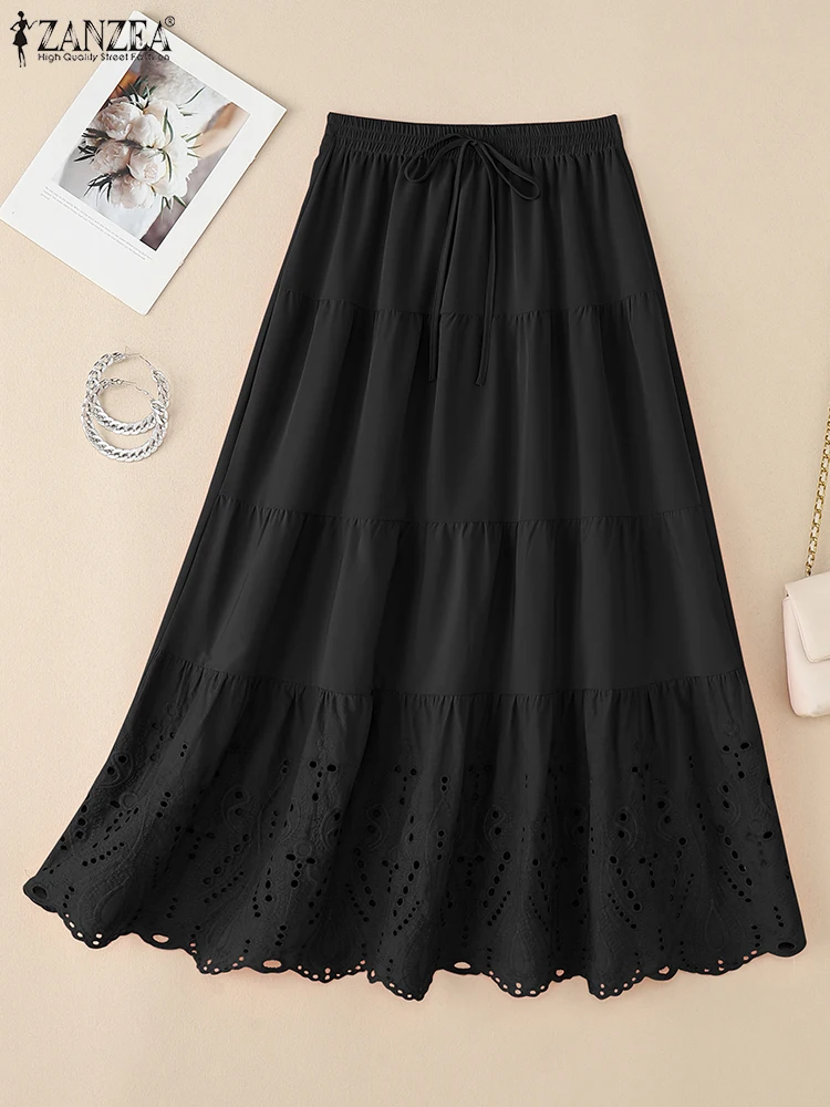 Summer Lace Maxi Skirts Women Fashion Solid Color Long Bottoms Lace-Up Ankle-Length Elastic Waist Overskirts S-3XL ZANZEA 2025
Summer Lace Maxi Skirts Women Fashion Solid Color Long Bottoms Lace-Up Ankle-Length Elastic Waist Overskirts S-3XL ZANZEA 2025