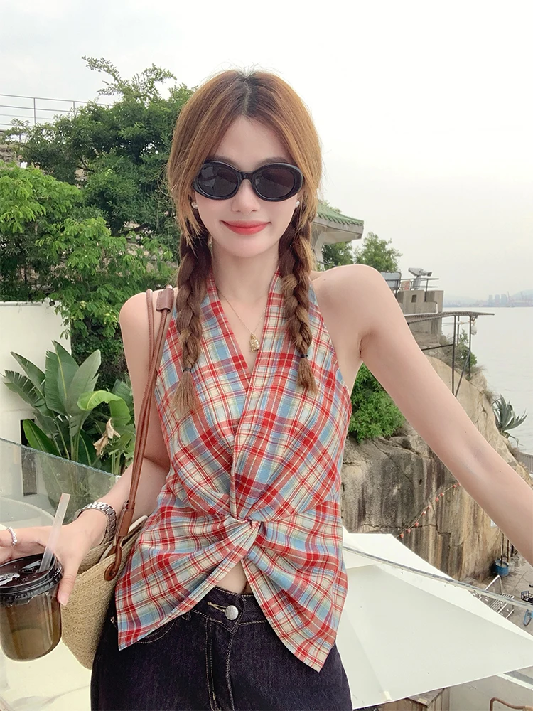 Zeng Xiao Xian Red Plaid ter Ne Vest Women's Summer Outdoor Wear Waist-Cinching Svel Top V-ne ort Length
Zeng Xiao Xian Red Plaid ter Ne Vest Women's Summer Outdoor Wear Waist-Cinching Svel Top V-ne ort Length