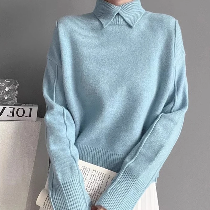 Soft Cozy Knitted Sweater Women's Slim Fit Overhead Base irt Trendy Top Inner Wear Turn-down Collar Sweater Commute Sle
Soft Cozy Knitted Sweater Women's Slim Fit Overhead Base irt Trendy Top Inner Wear Turn-down Collar Sweater Commute Sle