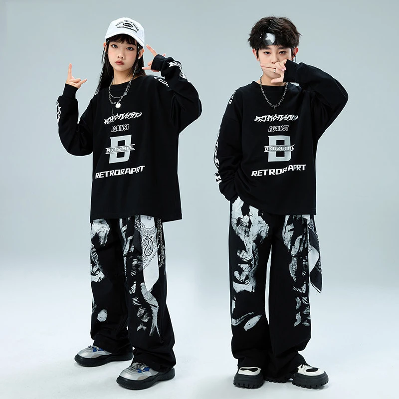 Children Hip Hop Clothes Black Long Sleeves Tops Pants Boys Jogger Sport Street Dance Clothing Jazz Dance Practice Wear BL15123
Children Hip Hop Clothes Black Long Sleeves Tops Pants Boys Jogger Sport Street Dance Clothing Jazz Dance Practice Wear BL15123