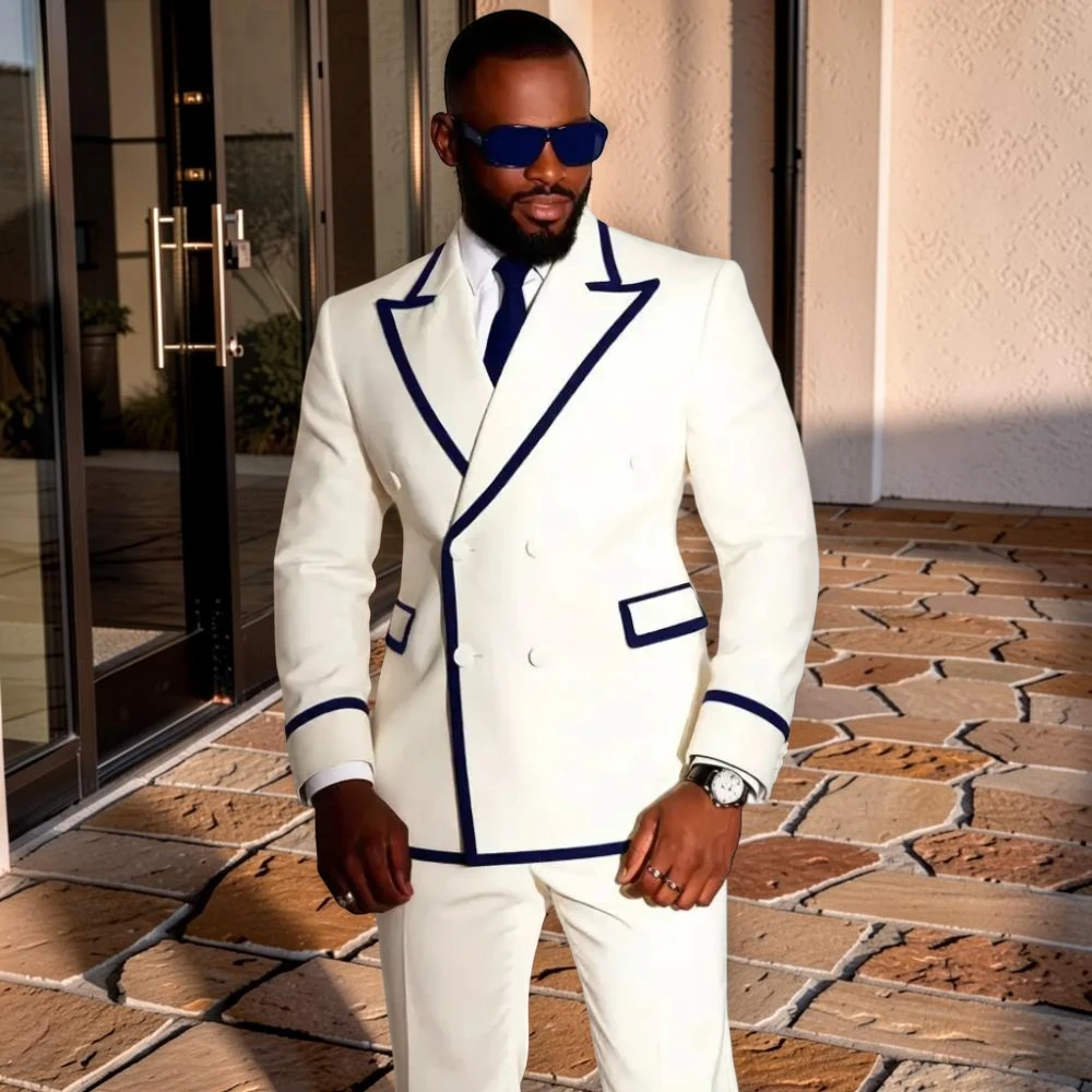 White Double Breasted Suits for Men 2 Pieces Luxury Wedding Tuxedo Peak Lapel Formal Stylish Look Party Celebration Suit 2026
White Double Breasted Suits for Men 2 Pieces Luxury Wedding Tuxedo Peak Lapel Formal Stylish Look Party Celebration Suit 2026