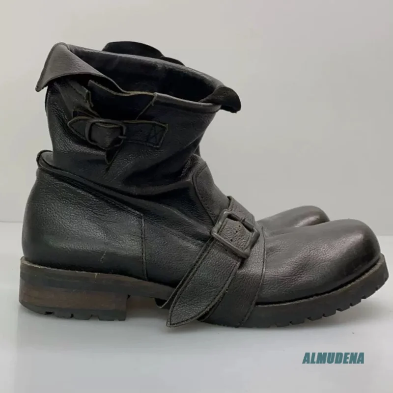 Round Toe Men's Black Genuine Leather Buckle Combat Boots Adjustable Strap Low Heel Urban Outdoor Minimalist Fashion Shoes
Round Toe Men's Black Genuine Leather Buckle Combat Boots Adjustable Strap Low Heel Urban Outdoor Minimalist Fashion Shoes