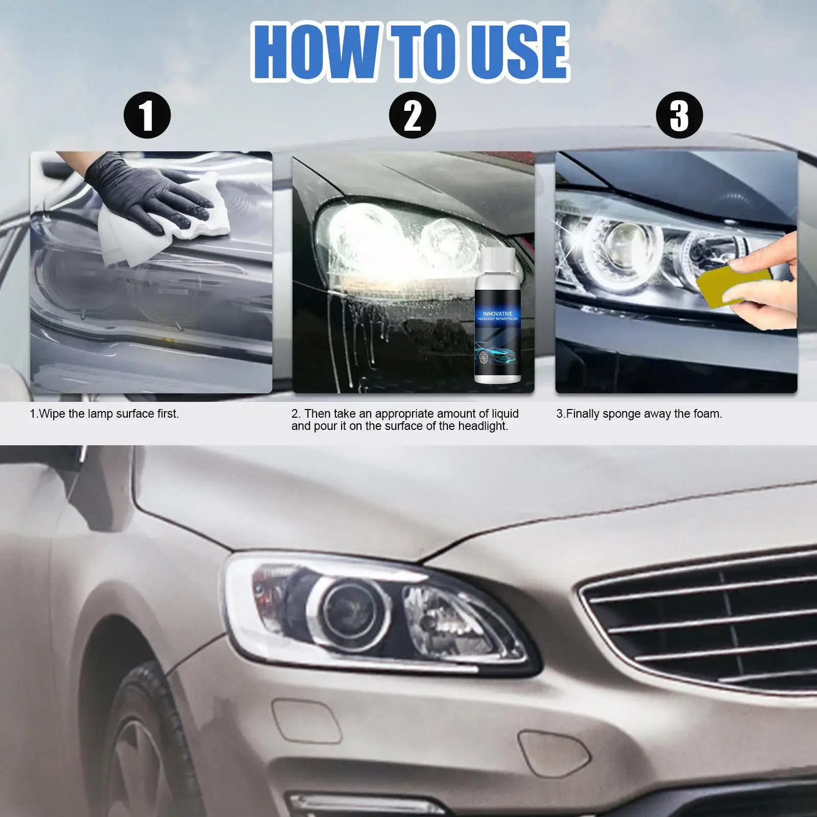 Car Headlight Polisher Restorer Quick Repair Fluid Headlight Restorer Liquid for Vehicle Headlight Scratch Removal and Care
Car Headlight Polisher Restorer Quick Repair Fluid Headlight Restorer Liquid for Vehicle Headlight Scratch Removal and Care
