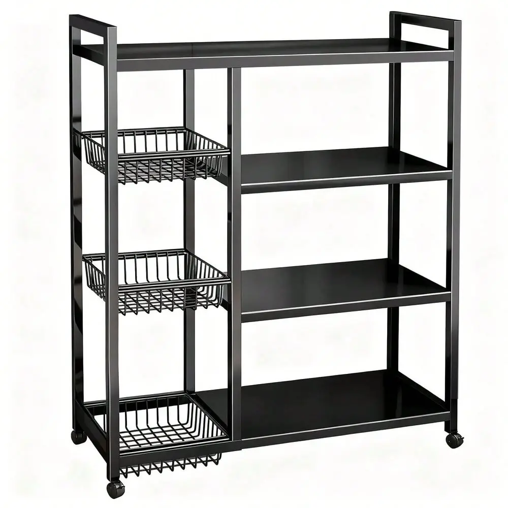 Wire Rack, HeavyDuty 4Tier Storage Shelf With 3 Baskets And Wheels, Metal Shelves Organizer Kitchen, Bathroom, Office, Garage,
Wire Rack, HeavyDuty 4Tier Storage Shelf With 3 Baskets And Wheels, Metal Shelves Organizer Kitchen, Bathroom, Office, Garage,