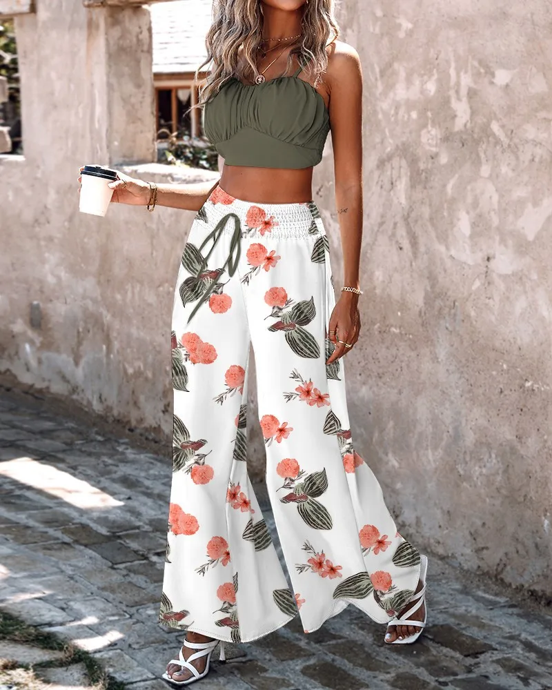 Boho Wide Leg Pant Sets Women Sexy Spaghetti Top And Print Pant 2 Piece Sets Women Outfit Casual Beach Holiday Lace Up Pant suit
Boho Wide Leg Pant Sets Women Sexy Spaghetti Top And Print Pant 2 Piece Sets Women Outfit Casual Beach Holiday Lace Up Pant suit