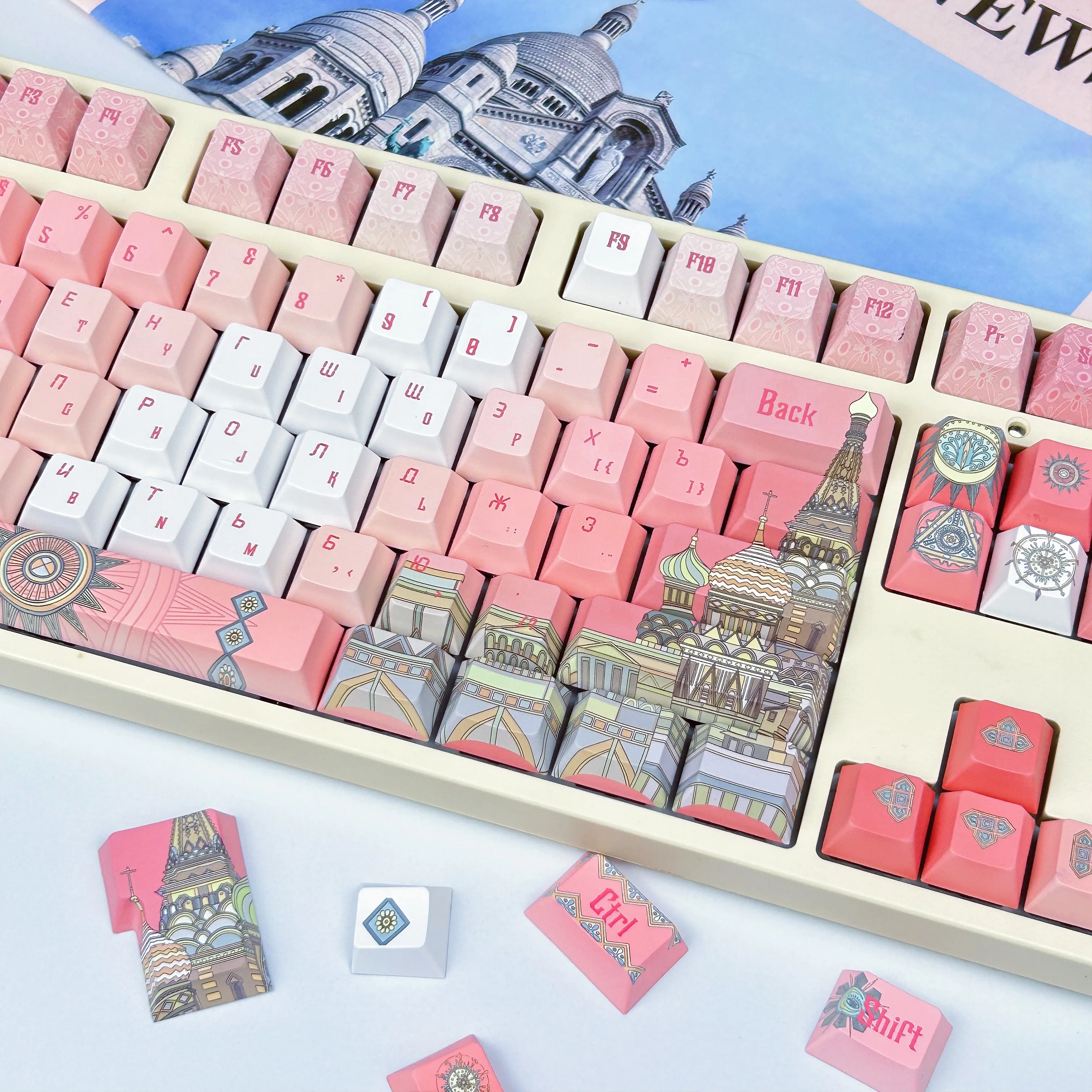 Розовые русские колпачки для клавиш Cherry Profile Saint Basil's Cathedral Theme Architecture Style 135 клавиш PBT Пользовательские механические колпачки для клавиатуры
Розовые русские колпачки для клавиш Cherry Profile Saint Basil's Cathedral Theme Architecture Style 135 клавиш PBT Пользовательские механические колпачки для клавиатуры