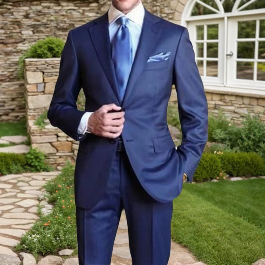 Casual Business Navy Blue Men Suits Slim Fit 2 Piece Jacket Pants Sets For Groom Wedding Tuxedo Formal Office Wear Costume Homme
Casual Business Navy Blue Men Suits Slim Fit 2 Piece Jacket Pants Sets For Groom Wedding Tuxedo Formal Office Wear Costume Homme