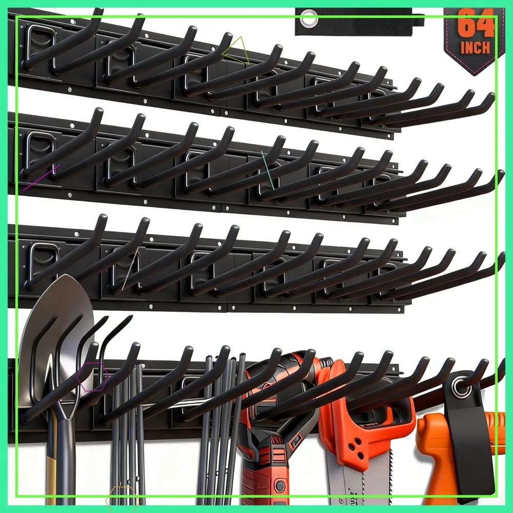 64-дюймовая усиленная стойка для хранения в гараже, 14 секций, максимальная нагрузка 600 фунтов, с направляющими и регулируемыми крючками для организации инструментов
64-дюймовая усиленная стойка для хранения в гараже, 14 секций, максимальная нагрузка 600 фунтов, с направляющими и регулируемыми крючками для организации инструментов
