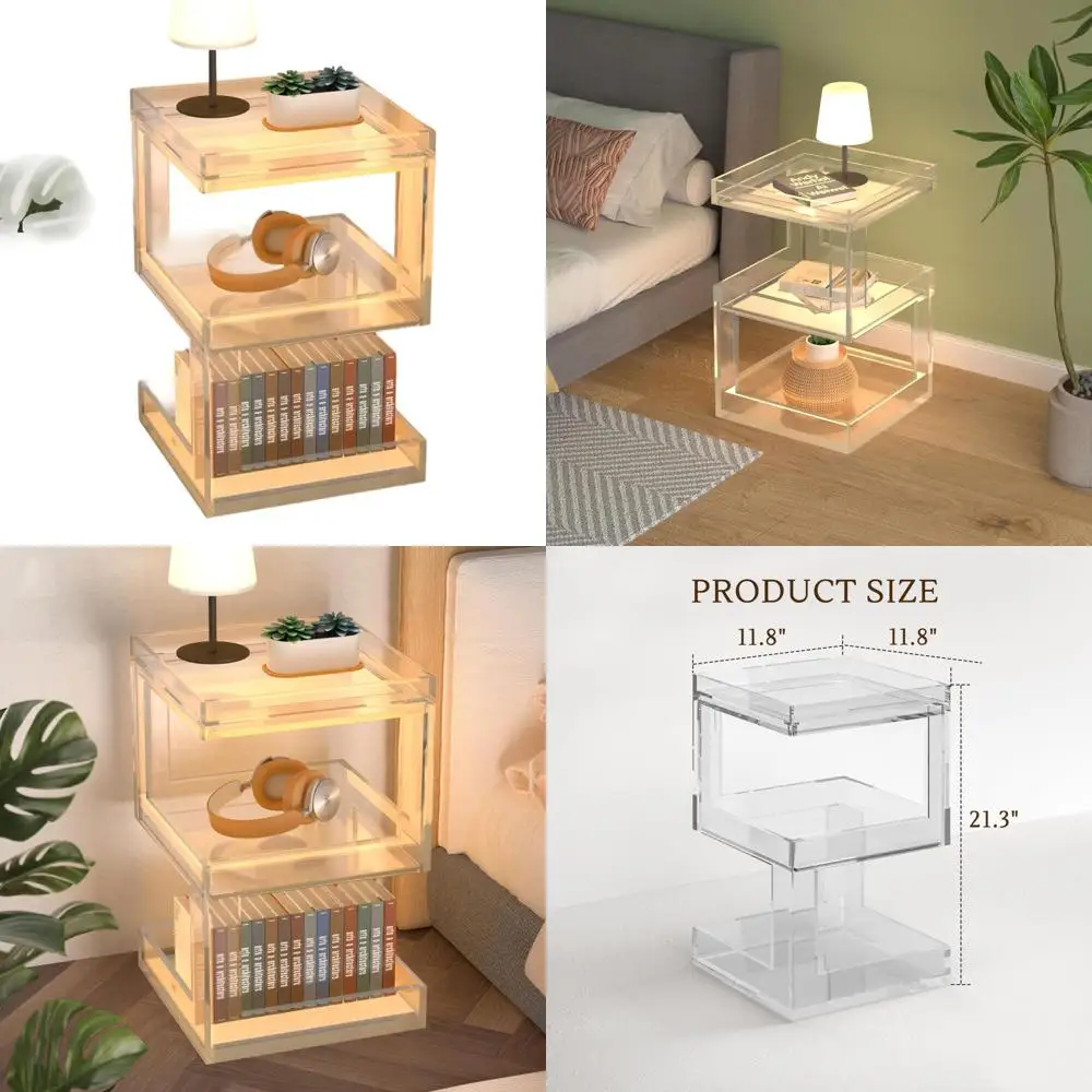 Contemporary Clear Acrylic Nightstand, Assembly Needed, Storage Side Table for Living Spaces and Bedrooms
Contemporary Clear Acrylic Nightstand, Assembly Needed, Storage Side Table for Living Spaces and Bedrooms