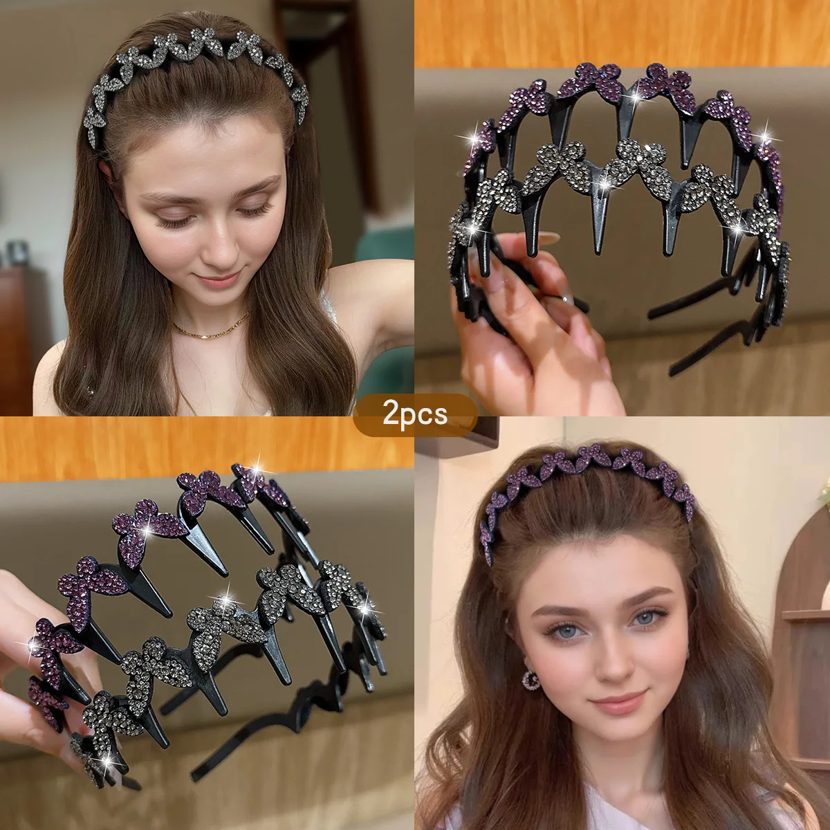 2 purple coffee butterfly headbands with anti slip headband suitable for daily hair accessories
2 purple coffee butterfly headbands with anti slip headband suitable for daily hair accessories