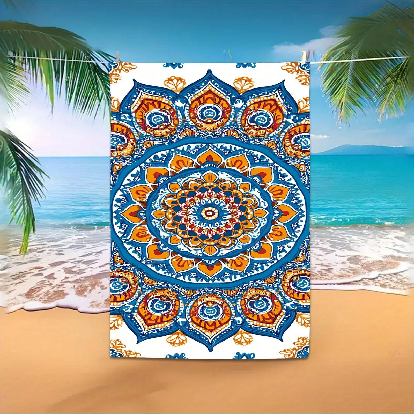 Mandala Beach Towel, Boho Floral Pattern, Vibrant Blue Orange Design, Quick Dry Microfiber, Perfect Gift for Yoga Lovers
Mandala Beach Towel, Boho Floral Pattern, Vibrant Blue Orange Design, Quick Dry Microfiber, Perfect Gift for Yoga Lovers