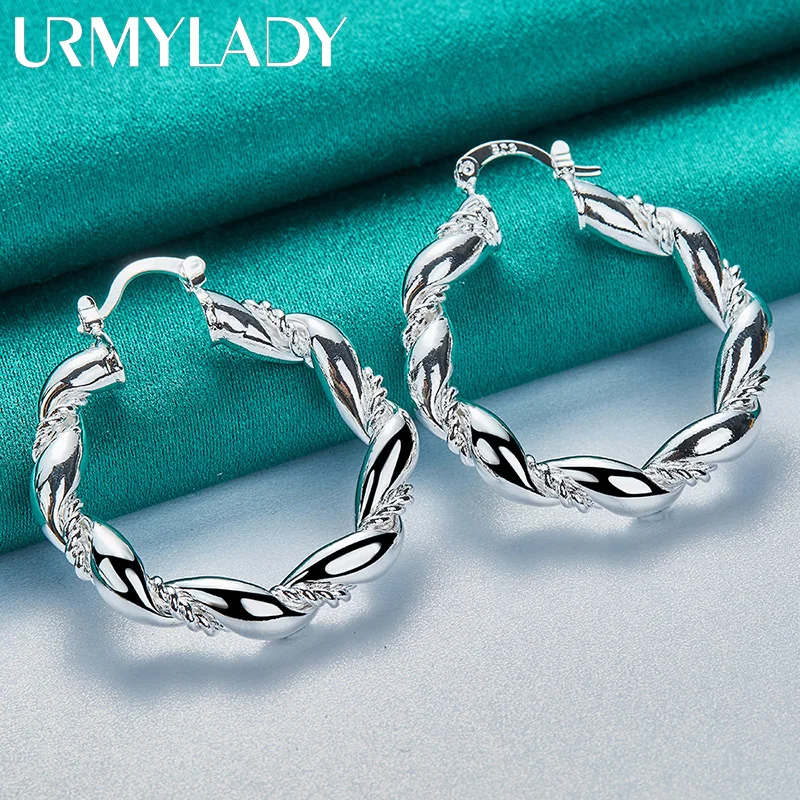 URMYLADY 925 Sterling Silver 30mm Smooth Rope Earrings For Women Wedding Engagement Fashion Charm Jewelry
URMYLADY 925 Sterling Silver 30mm Smooth Rope Earrings For Women Wedding Engagement Fashion Charm Jewelry