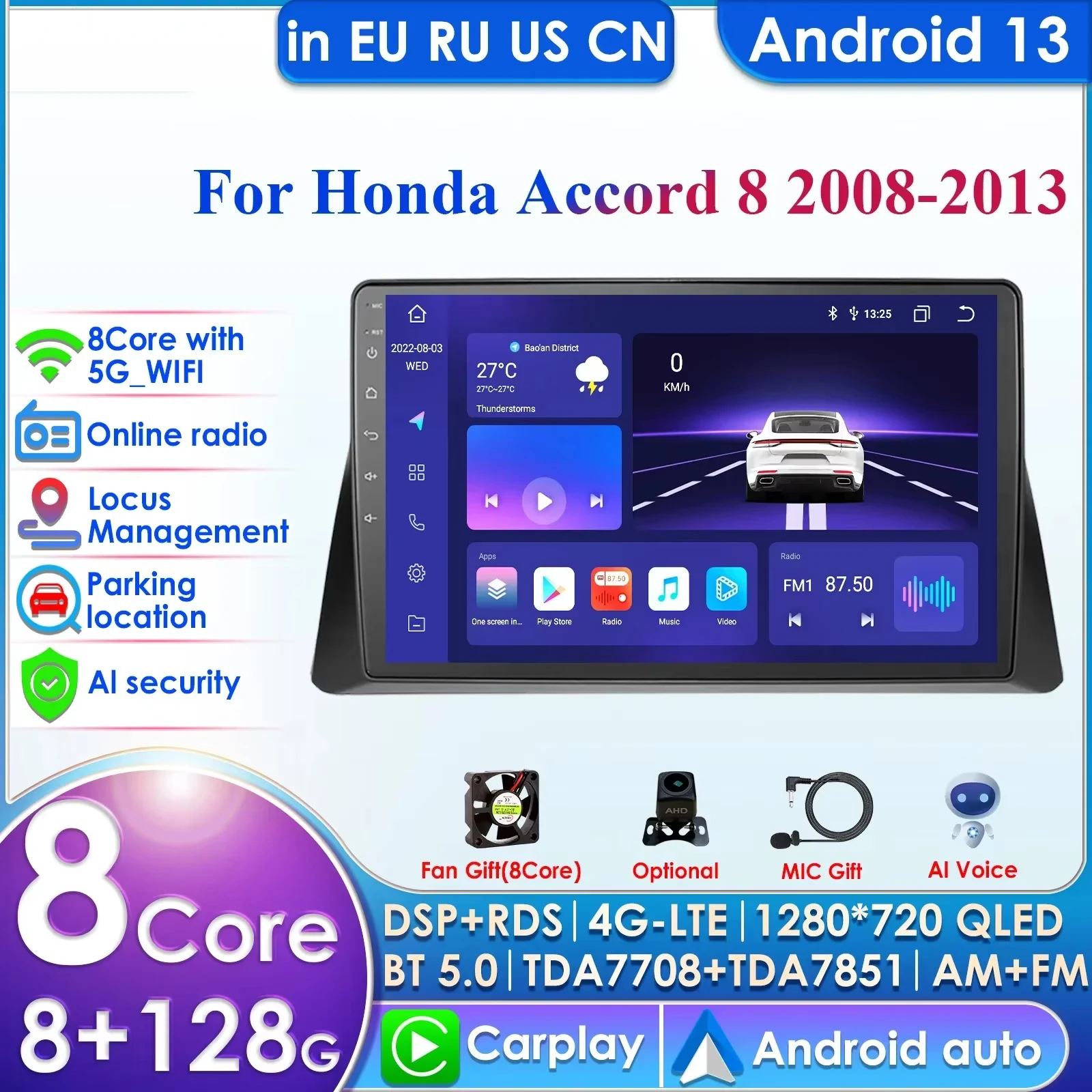 Hizpo Carplay 4G 2 Din Android 13 Car Radio for Honda Accord 8 2008 - 2013 Multimedia Video Intelligent Player Navi GPS DSP WIFI
Hizpo Carplay 4G 2 Din Android 13 Car Radio for Honda Accord 8 2008 - 2013 Multimedia Video Intelligent Player Navi GPS DSP WIFI