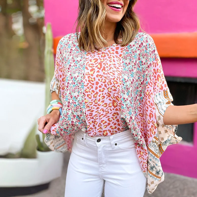 2025 New Floral Colorblock Top Women - Casual Loose 3/4 Sleeve T-Shirt for Work - Bluse mit Blumen Damen
2025 New Floral Colorblock Top Women - Casual Loose 3/4 Sleeve T-Shirt for Work - Bluse mit Blumen Damen