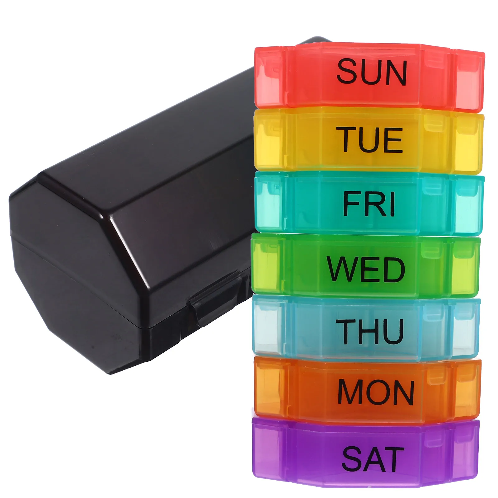 Portable 4 Compartments Pill Box Weekly Organizer Black Colorful Travel Small Medicine Storage Health Care Pill Case Daily
Portable 4 Compartments Pill Box Weekly Organizer Black Colorful Travel Small Medicine Storage Health Care Pill Case Daily