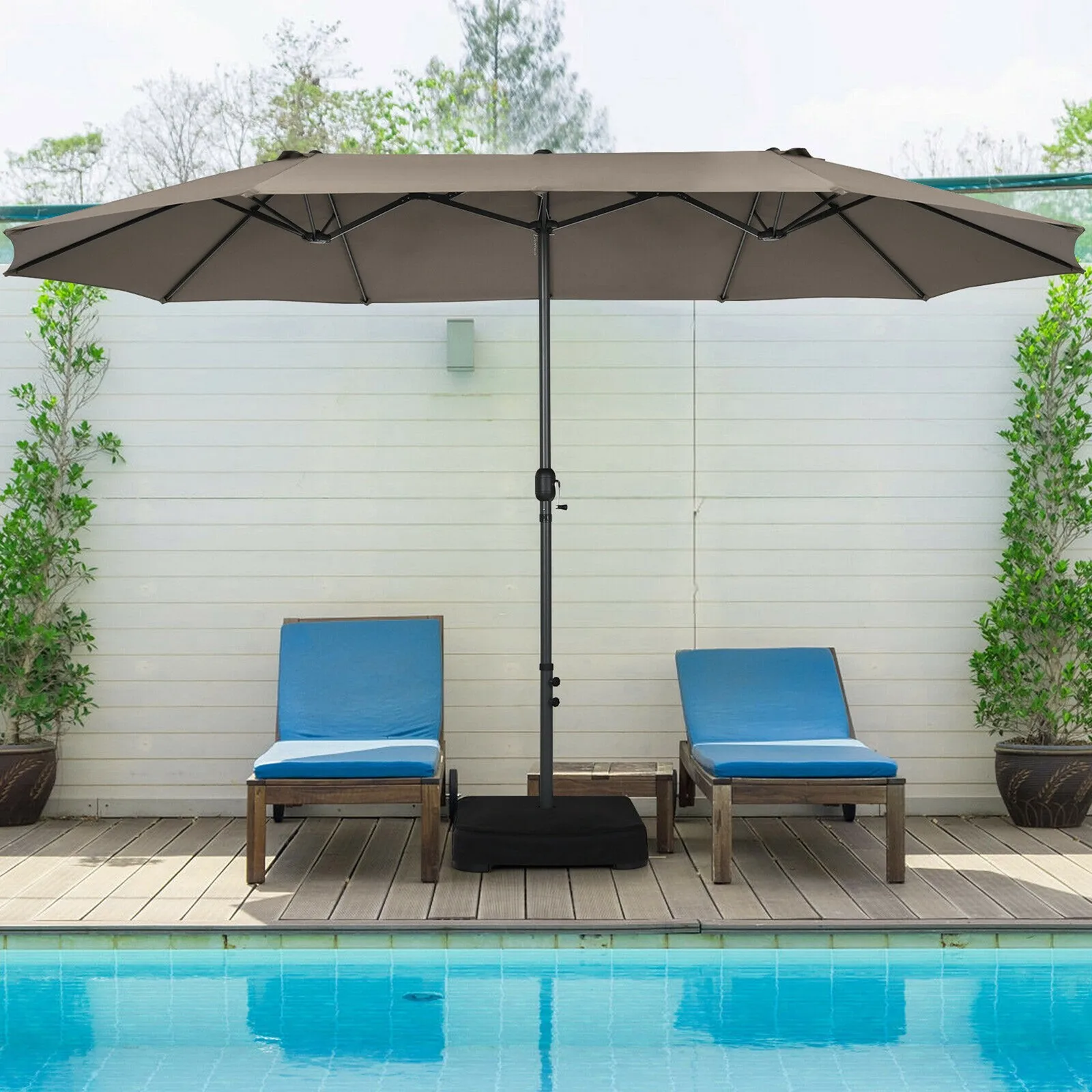 15 ft Double-Sided Patio Umbrella Market Twin Umbrella w/ Enhanced Base Coffee
15 ft Double-Sided Patio Umbrella Market Twin Umbrella w/ Enhanced Base Coffee