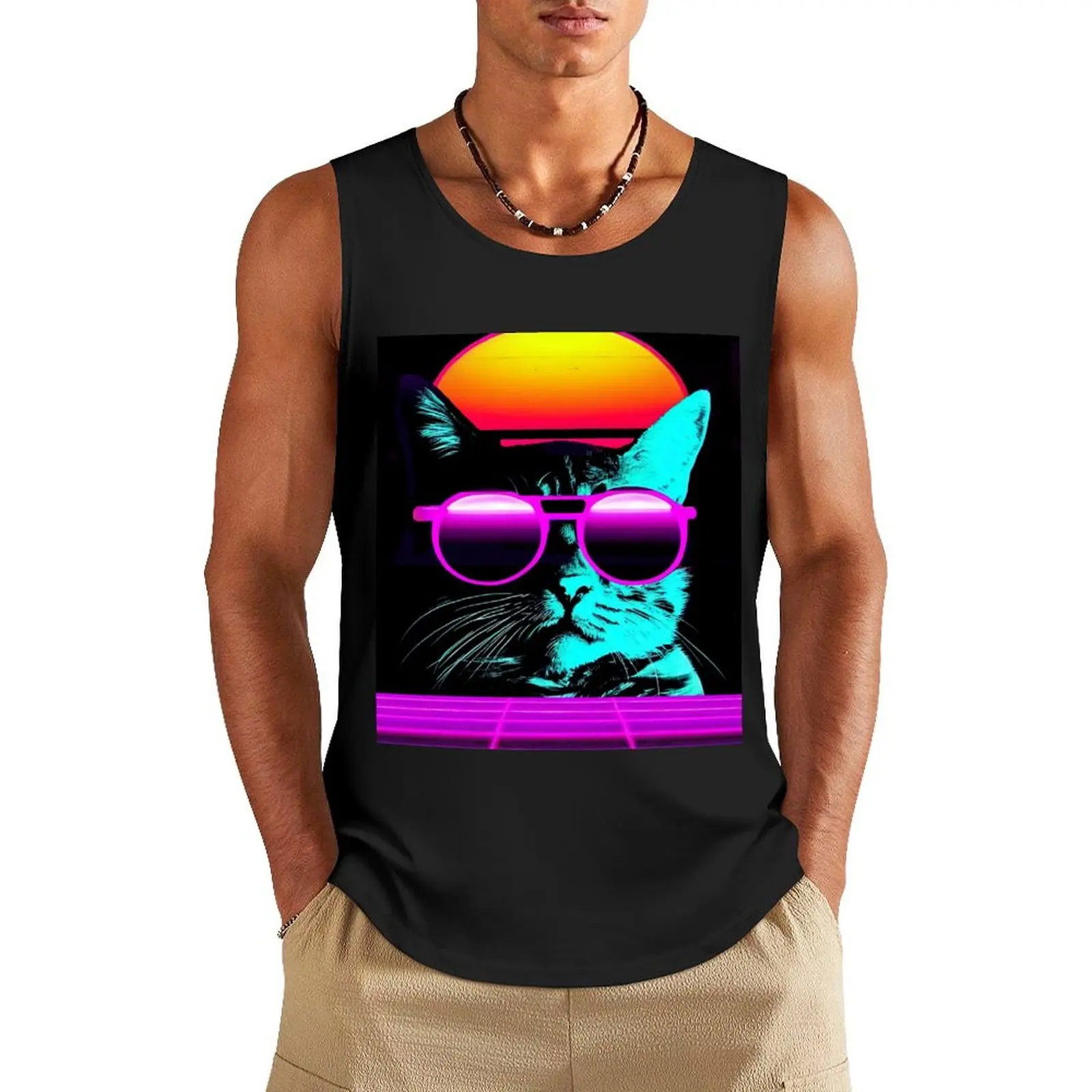 Funny Retro Vaporwave Synthwave Cat Tank Top anime bodybuilding man Fitness men clothing
Funny Retro Vaporwave Synthwave Cat Tank Top anime bodybuilding man Fitness men clothing
