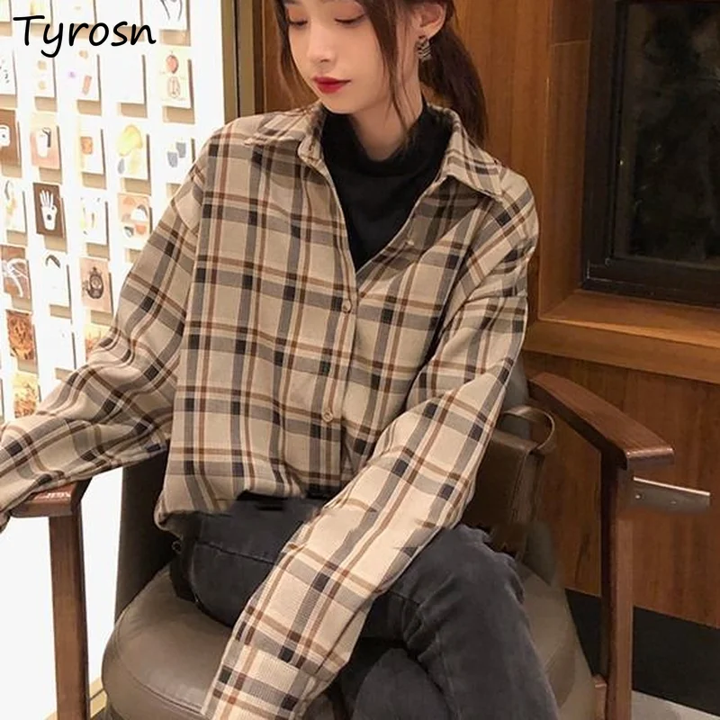 Plaid Shirts Women Classic Simple Ulzzang All-match Retro Leisure Loose Streetwear Blouses S-3XL Daily Femme Harajuku Clothing
Plaid Shirts Women Classic Simple Ulzzang All-match Retro Leisure Loose Streetwear Blouses S-3XL Daily Femme Harajuku Clothing