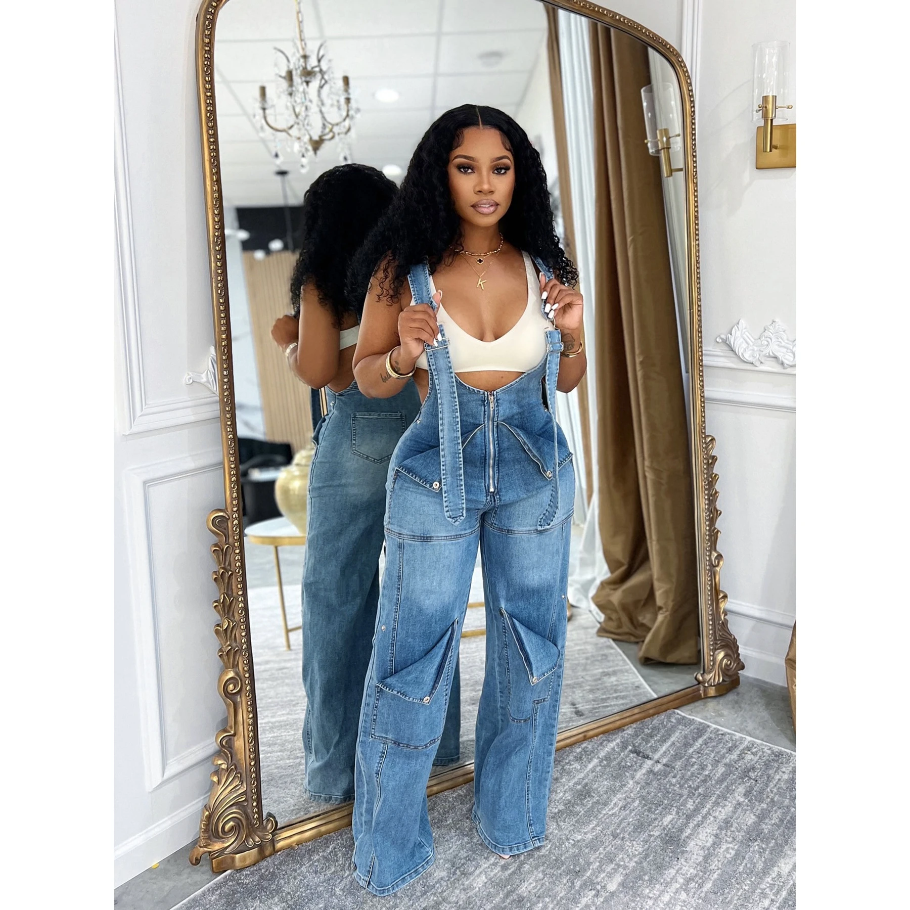 High Waist Denim Overalls Women's Fashion Casual Wide Leg Jumpsuit S391400 Loose Version Cross-Border Cargo Pants
High Waist Denim Overalls Women's Fashion Casual Wide Leg Jumpsuit S391400 Loose Version Cross-Border Cargo Pants