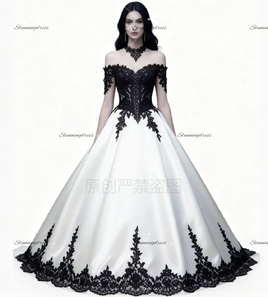 Vintage Black And White Wedding Dress Gothtic 2026 Elegant Satin Appliques Lace Forset Country Bridal Gowns Fantasy Celtic Bride
Vintage Black And White Wedding Dress Gothtic 2026 Elegant Satin Appliques Lace Forset Country Bridal Gowns Fantasy Celtic Bride