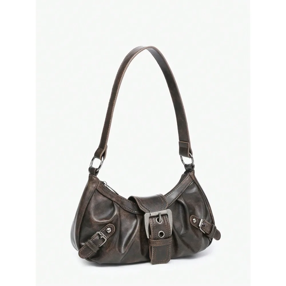 Retro Maillard Distressed Leather Motorcycle Bag, Studs Buckles Crossbody Shoulder Bag, Soft Touch Cloud Shape for Work
Retro Maillard Distressed Leather Motorcycle Bag, Studs Buckles Crossbody Shoulder Bag, Soft Touch Cloud Shape for Work