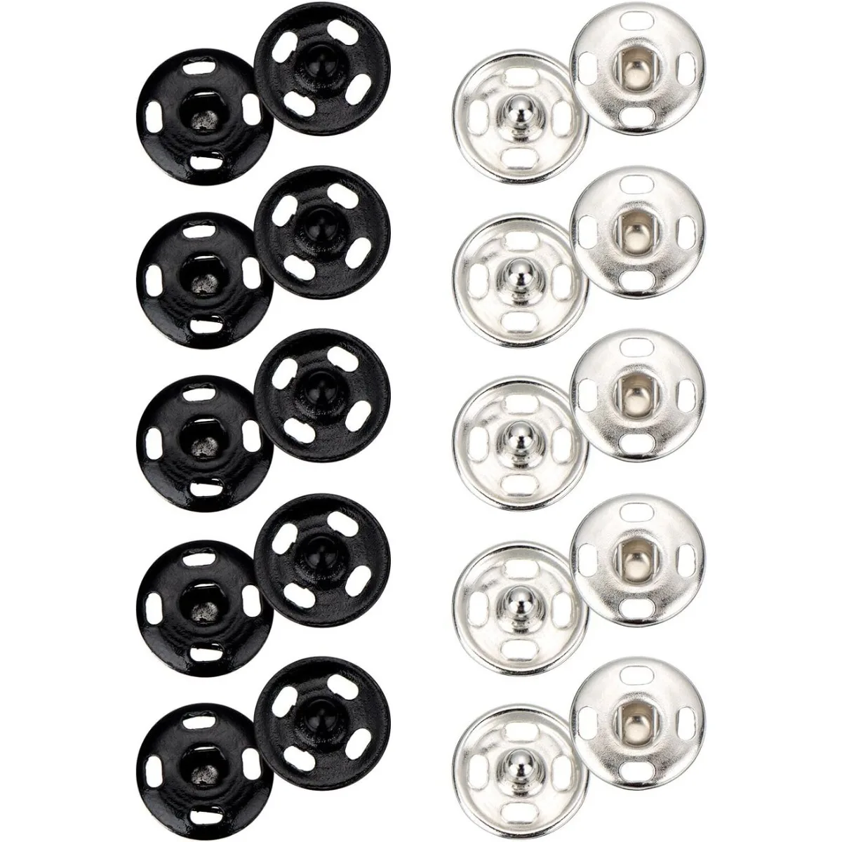 Black & Silvery Mixed Sew-on Metal Snap Fasteners Anti-rust Press Buttons Durable Clasps for Clothing Repair DIY Craft Apparel Decoration
Black & Silvery Mixed Sew-on Metal Snap Fasteners Anti-rust Press Buttons Durable Clasps for Clothing Repair DIY Craft Apparel Decoration