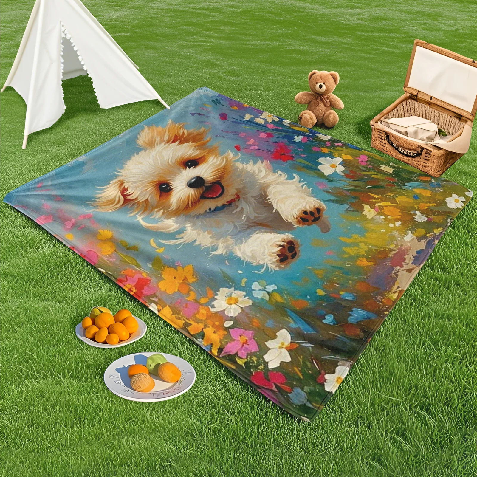 Teddy Bear And Floral Oil Painting Blanket With Multicolor Design For Outdoor Use And Artistic Garden Inspired Decor Theme
Teddy Bear And Floral Oil Painting Blanket With Multicolor Design For Outdoor Use And Artistic Garden Inspired Decor Theme