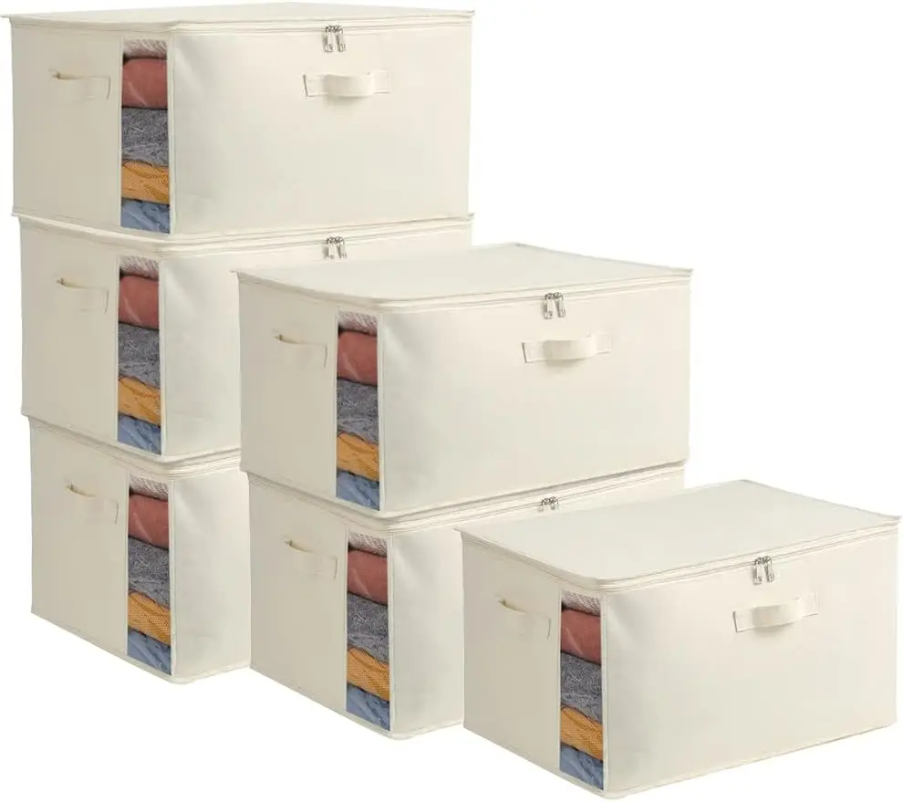 6-Pack Large Canvas Comforter Storage Bags Closet Organizer for Clothes Sweater Clothes Organizer with Dual Zipper
6-Pack Large Canvas Comforter Storage Bags Closet Organizer for Clothes Sweater Clothes Organizer with Dual Zipper