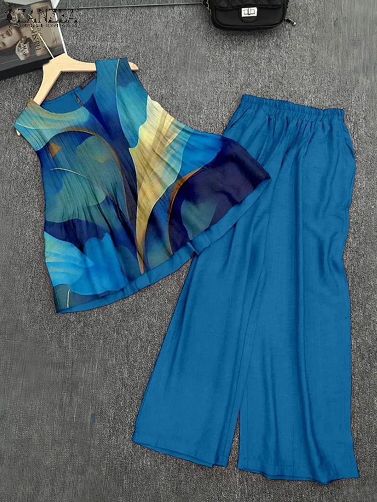 ZANZEA 2025 Summer Elastic Waist Pant Sets Women Elegant 2pcs Suits Casual Loose Printing Tanks Outfits Bohemian Matching Sets
ZANZEA 2025 Summer Elastic Waist Pant Sets Women Elegant 2pcs Suits Casual Loose Printing Tanks Outfits Bohemian Matching Sets