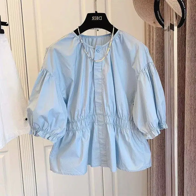 Elegant Korean Style Loose Pleated Doll Shirt Women's Top Design Sensation Small Audience Summer New Arrival Polyester Fiber
Elegant Korean Style Loose Pleated Doll Shirt Women's Top Design Sensation Small Audience Summer New Arrival Polyester Fiber