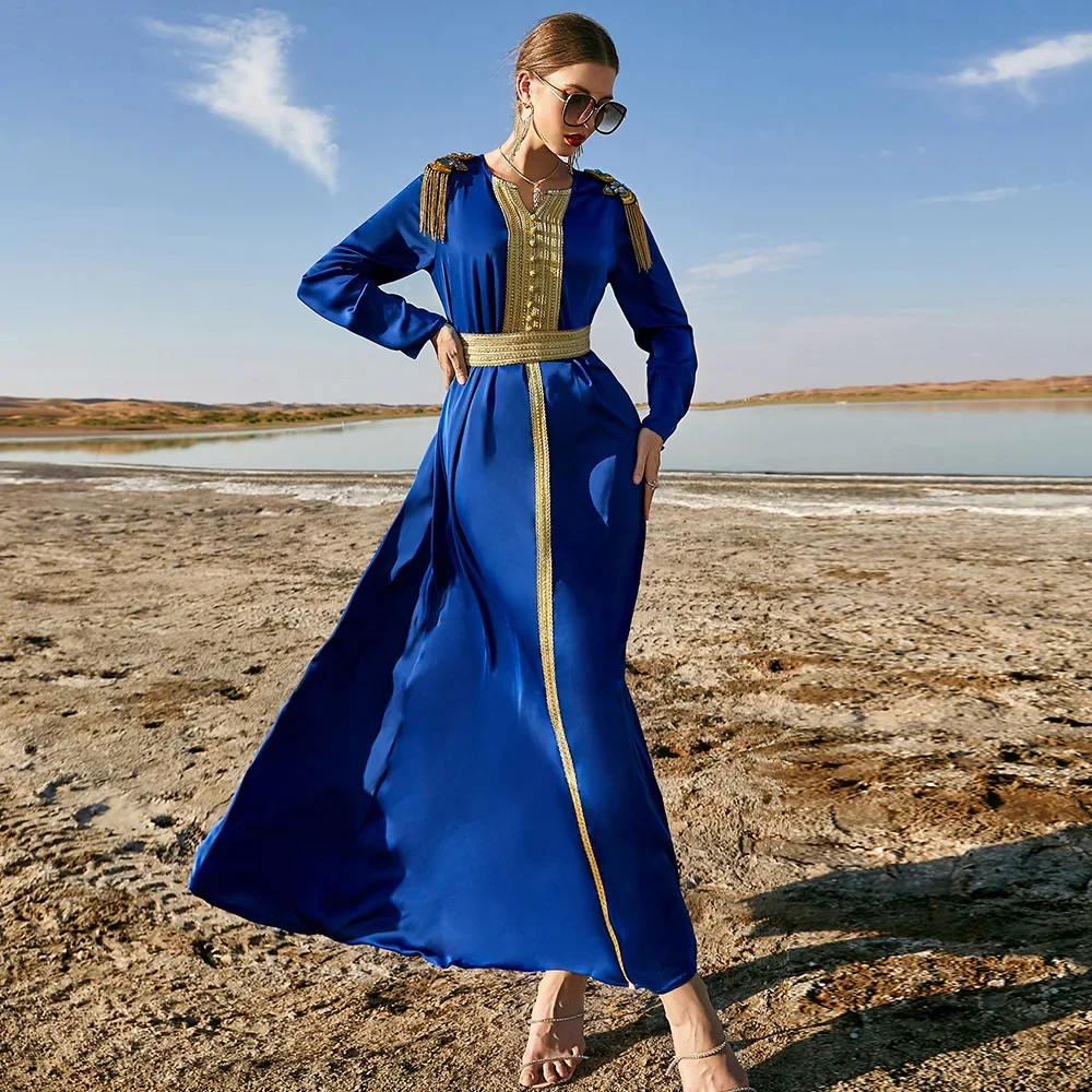 Moroccan Abaya Dubai Caftan Muslim Women Long Dress Ramadan Dubai Arabic Luxury Satin Rhinestone Wedding Party Gown Islamic New
Moroccan Abaya Dubai Caftan Muslim Women Long Dress Ramadan Dubai Arabic Luxury Satin Rhinestone Wedding Party Gown Islamic New