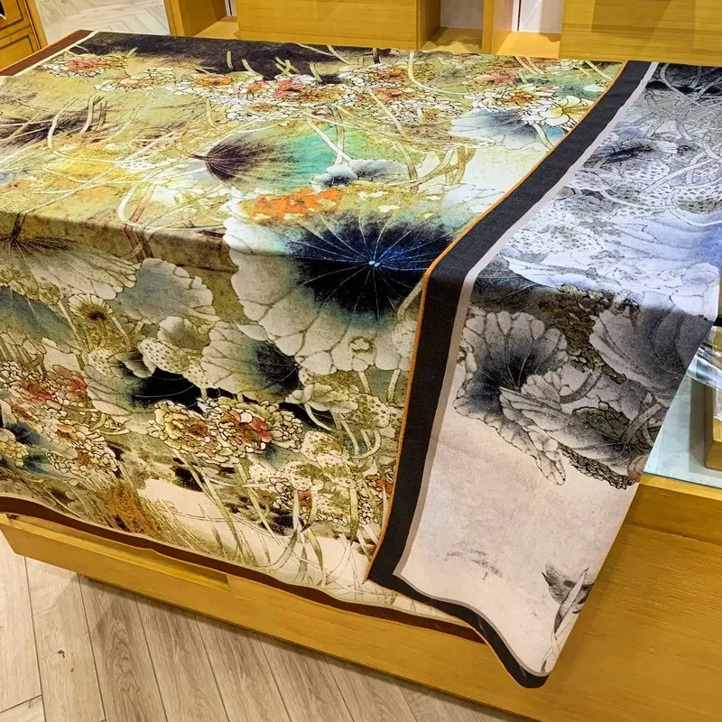 High-end Elegant Women Fine Classical Ink Lotus Double-sided Print Quality Silk Wool Hand-rolled Edge Large Square Scarf Shawl
High-end Elegant Women Fine Classical Ink Lotus Double-sided Print Quality Silk Wool Hand-rolled Edge Large Square Scarf Shawl