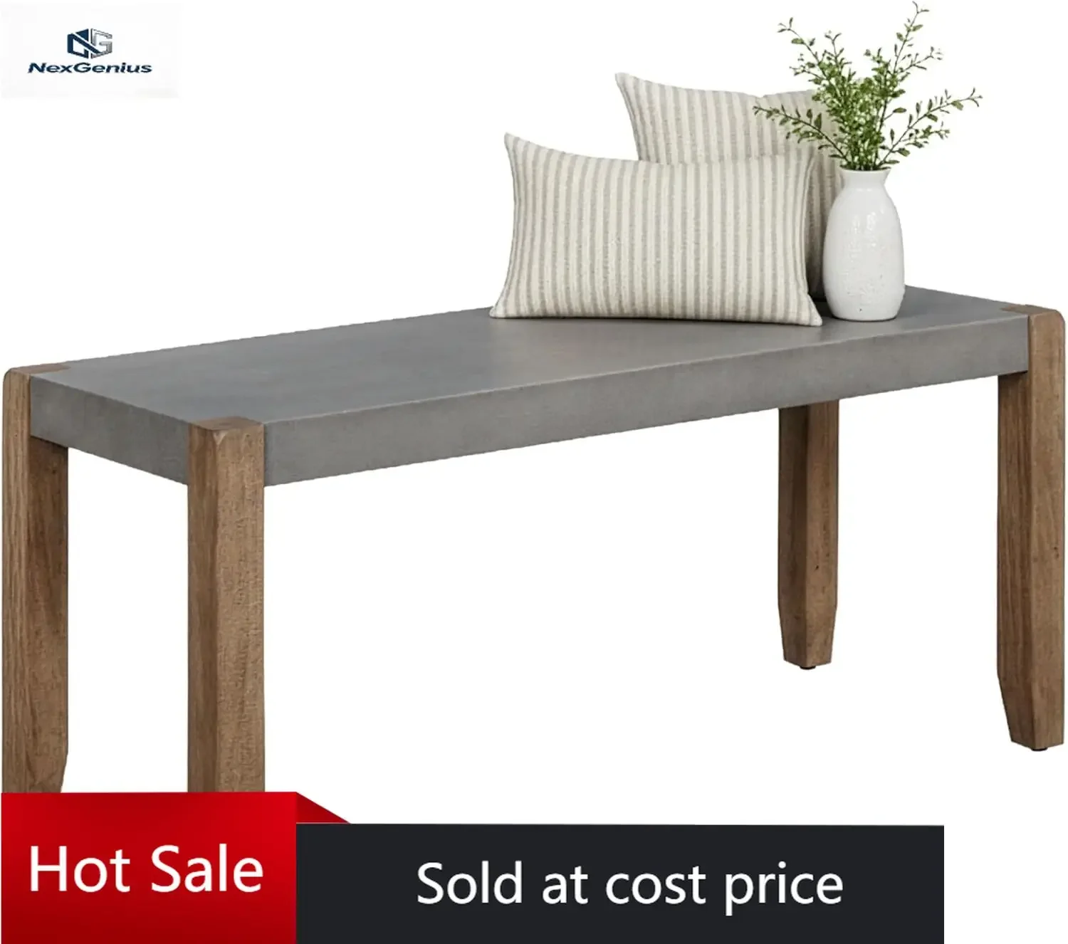 Alaterre Furniture Newport Bench with Faux Concrete Seat and Wood Legs - 40 Inch Entryway Bench with Rustic Industrial Design -
Alaterre Furniture Newport Bench with Faux Concrete Seat and Wood Legs - 40 Inch Entryway Bench with Rustic Industrial Design -