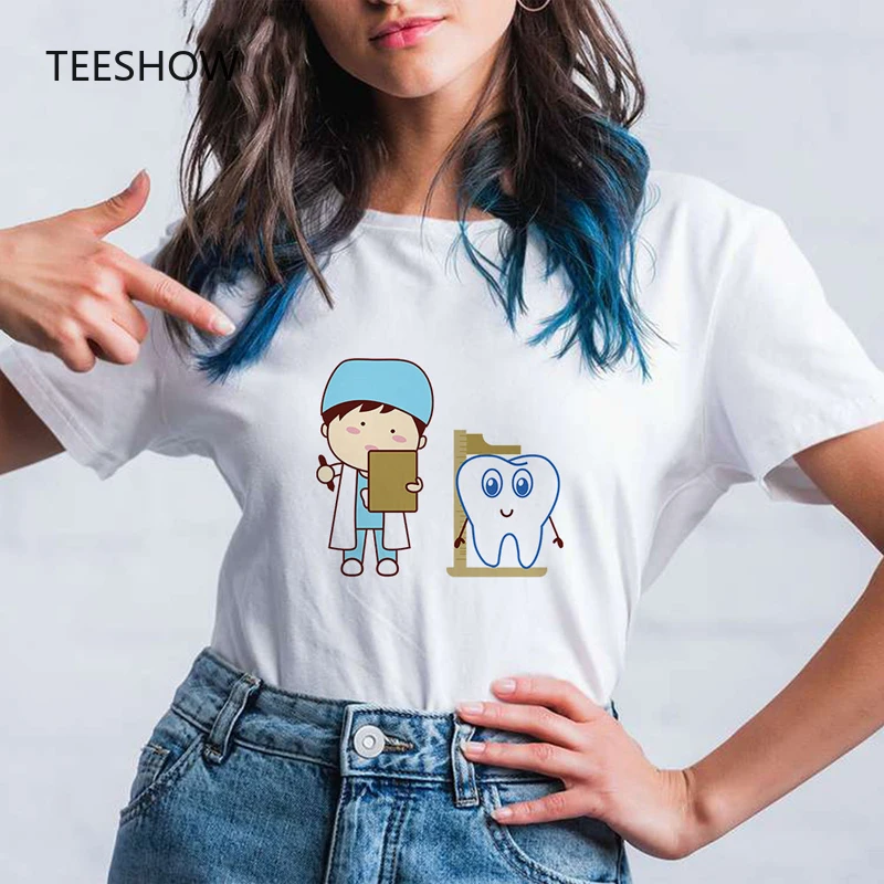 Women Popular T Shirt Cartoon Tooth And Dentist Graphic Print Women Clothing Tops Summer oversized T shirt woman tshirts
Women Popular T Shirt Cartoon Tooth And Dentist Graphic Print Women Clothing Tops Summer oversized T shirt woman tshirts