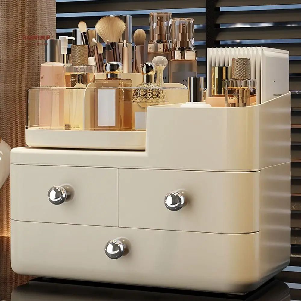 360° Rotating Dustproof Makeup Organizer Large Capacity Cream Series Makeup Brush Holder with Drawers Space-Saving
360° Rotating Dustproof Makeup Organizer Large Capacity Cream Series Makeup Brush Holder with Drawers Space-Saving