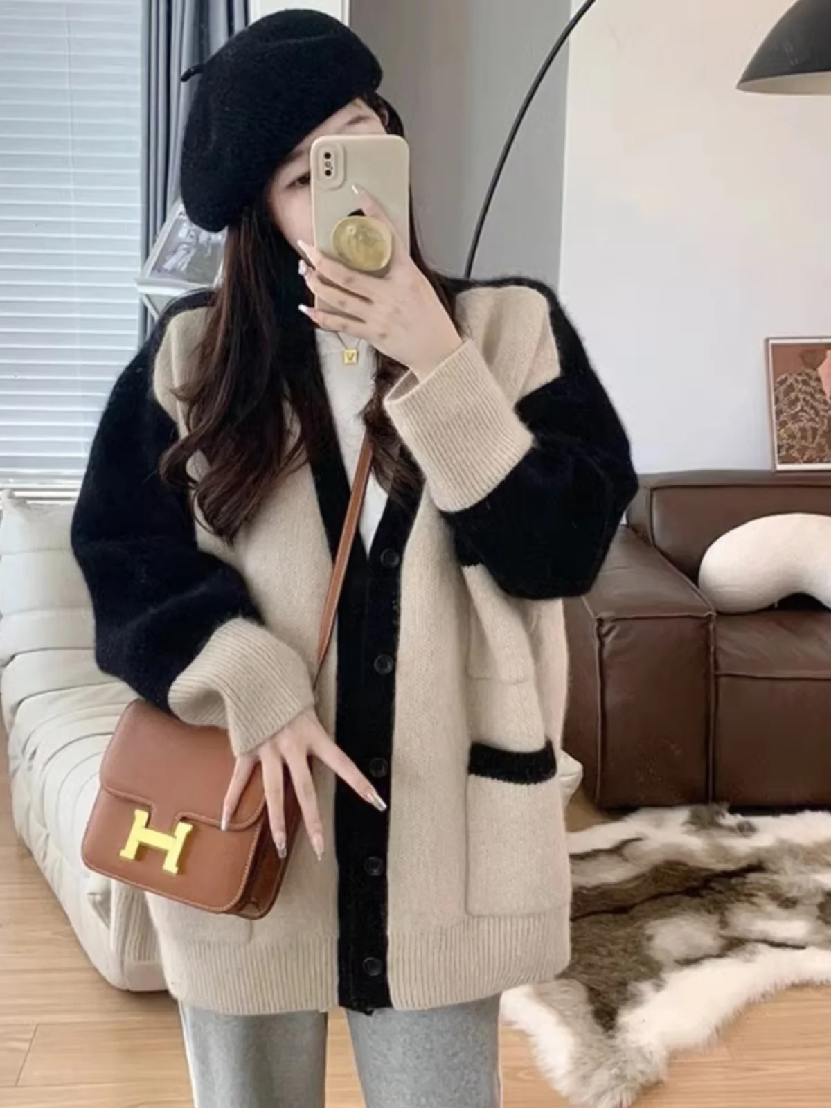 Ladies Open Cardigan Sweater Loose Knitwear Spring Autumn Casual Sle Color Blo Design with kets Faionable Commute Look
Ladies Open Cardigan Sweater Loose Knitwear Spring Autumn Casual Sle Color Blo Design with kets Faionable Commute Look