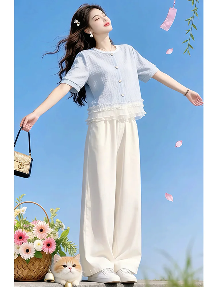 French Style Embroidered Lace Trim Short Sleeve Shirt Women's Fashionable Ageless Versatile Beautiful Top for Daily Wear
French Style Embroidered Lace Trim Short Sleeve Shirt Women's Fashionable Ageless Versatile Beautiful Top for Daily Wear