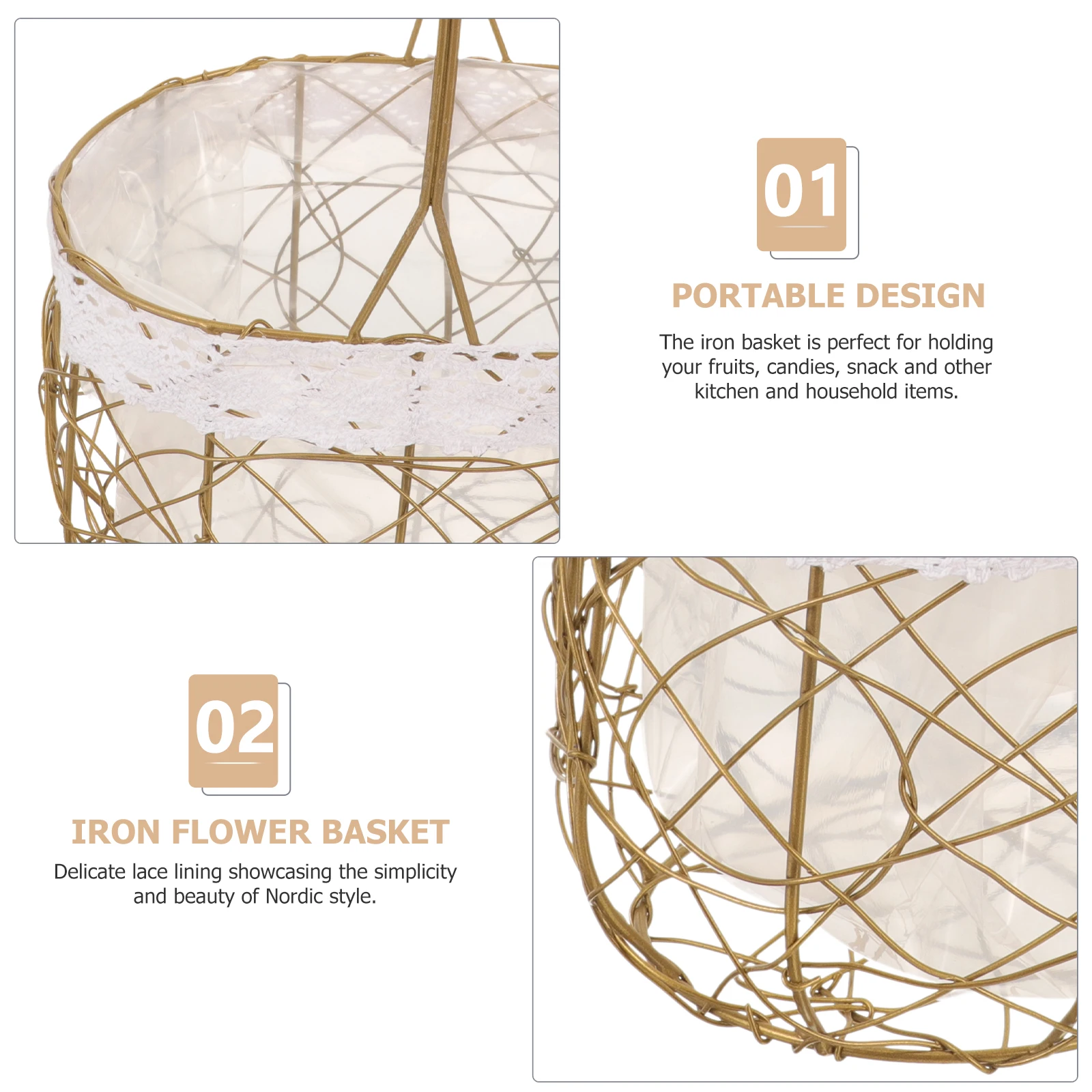 Iron Wire Storage Basket H held Fruit H Snack Egg Baskets Bread Decor Gold Small Versatile Metal Container
Iron Wire Storage Basket H held Fruit H Snack Egg Baskets Bread Decor Gold Small Versatile Metal Container